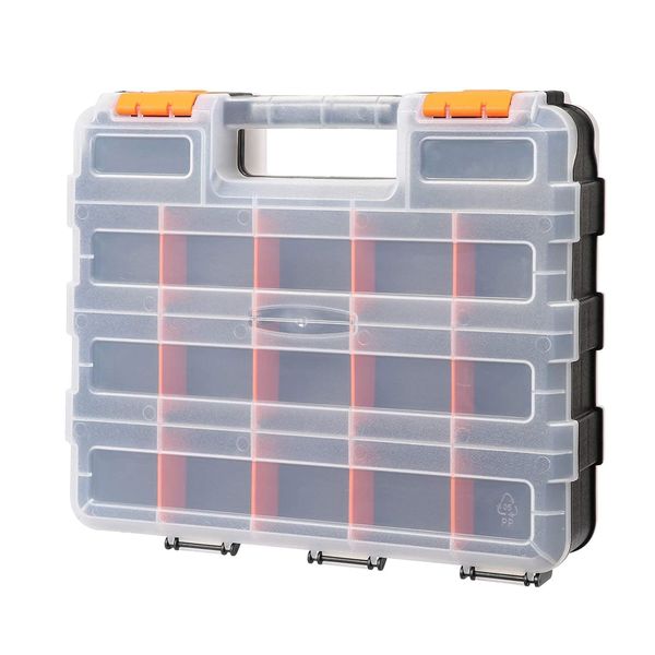 Double Side Tool Organizer With Removable Dividers, Hardware Box Storage