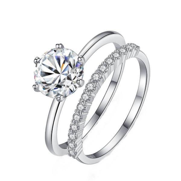 White Gold Bridal Ring Sets, Round Cut CZ Engagement Rings, promise rings