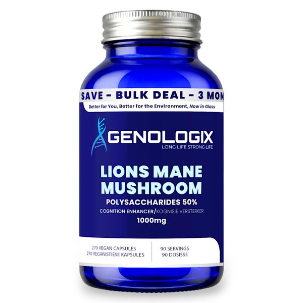 Genologix - Lions Mane Mushroom 1000mg (BULK 90 Days Supply)