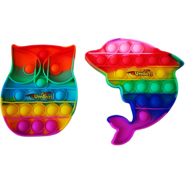 Fidget Pad - Sensory Bubble Pop Toy - Dolphin &amp; Owl 15 Cm x 15 Cm