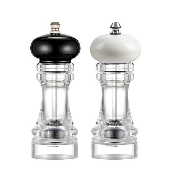 Manual Clear Acrylic Salt Pepper Mill Grinder Refillable - Medium - 15cm