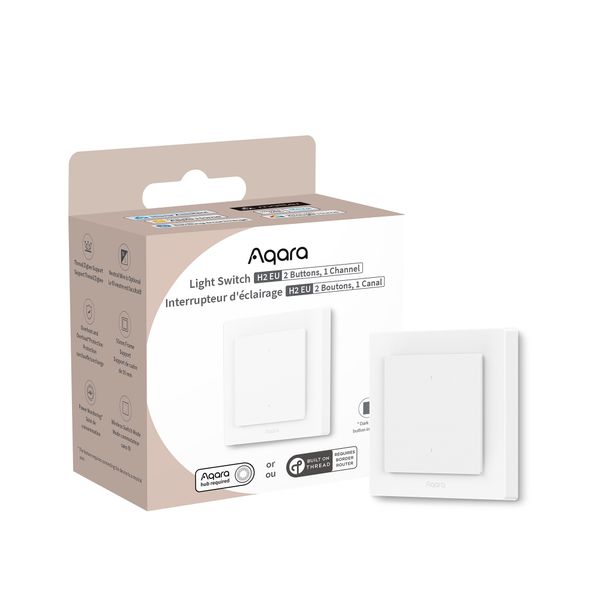 Aqara Light Switch H2 EU - 2 Buttons-1 Channel - REQUIRES AQARA HUB