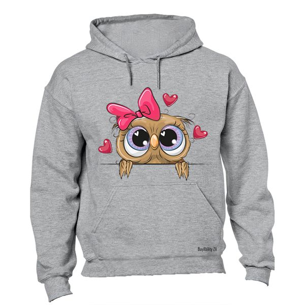 Peeking Owl - Ladies - Hoodie - Grey