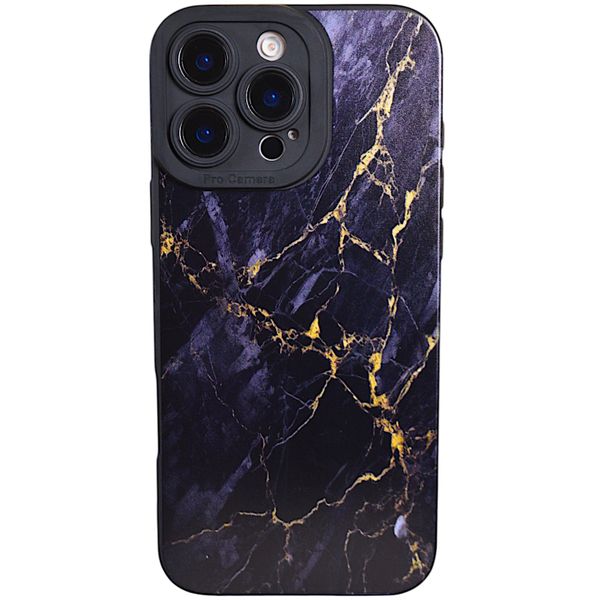 Phone Case with Marble Print Compatible with Iphone 16 Pro - Purple and Gold