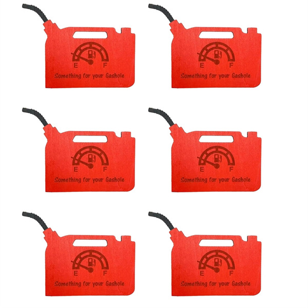 Christmas Gasoline Wooden Wallet Pendant Decoration - Red - 6 Piece