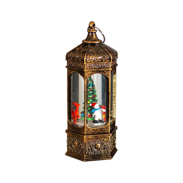 Antique Style Christmas Lantern with LED Gold SnowGlow Display