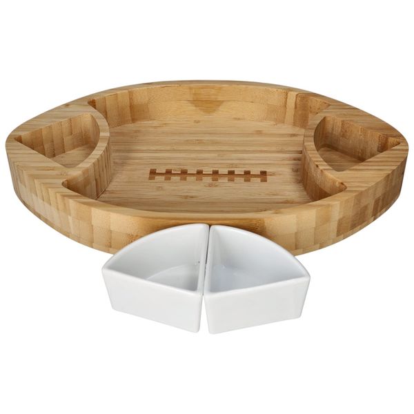 Wooden Platter with Dip Bowls 3-piece 40cm