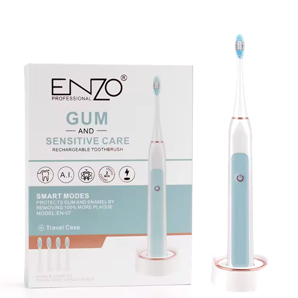 ENZO Waterproof Electric Toothbrush with 4 Brush Heads