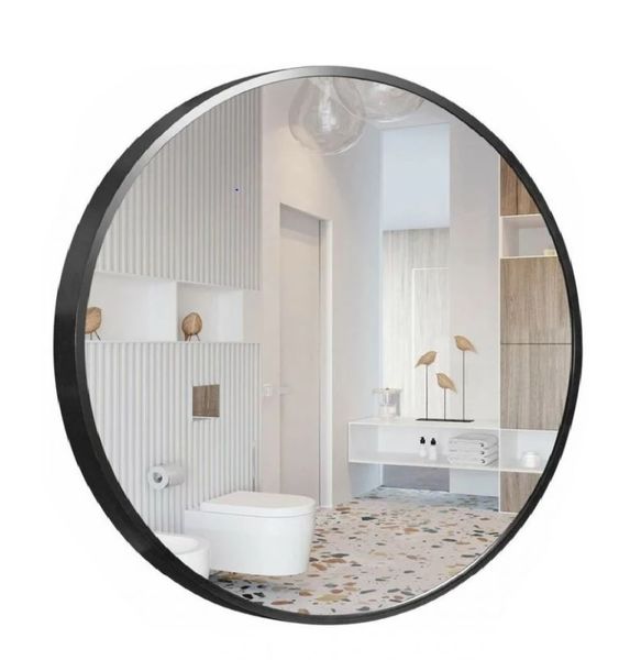 60cm Black Round Wall Mounted Mirror