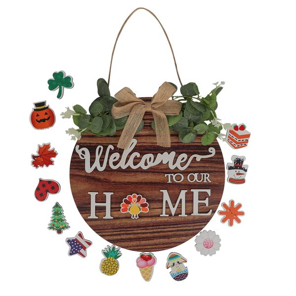Round Wooden Christmas Sign-Festive Wall Hanging Decor for Atmosphere