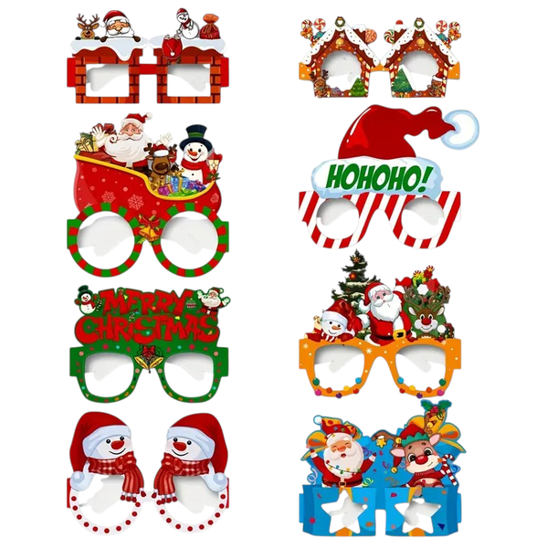 8 Pcs Christmas Paper Glasses