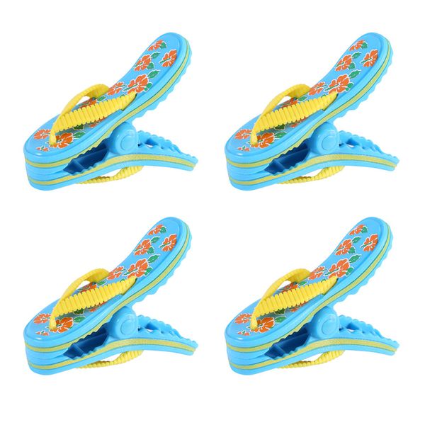4 Pack Beach Towel Clips Plastic Cute Slippers Sunbed Beach Pegs
