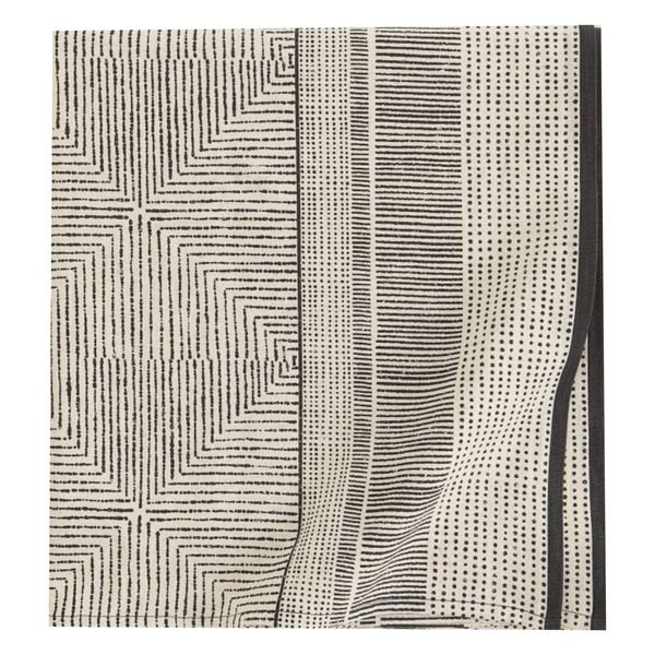 Light Beige Tablecloth with Black Patterns - 4-6 Seater - 140 x 180cm