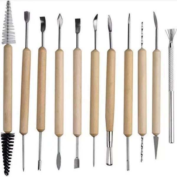 11-Piece Wooden Handle Clay Sculpting Tool Set