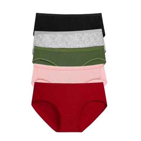 Women's Cotton Bikini Panties High-Cut Full Coverage Underwear Pack of 5 Image