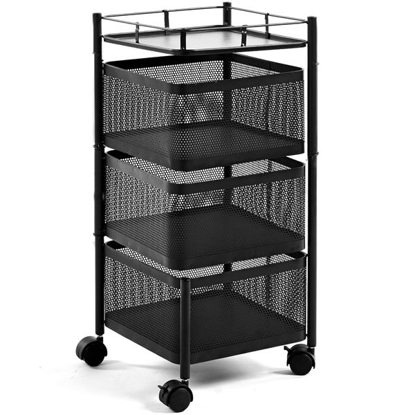 Storage Rack Rotating Kitchen Cart Fruit Basket Bathroom Shelf