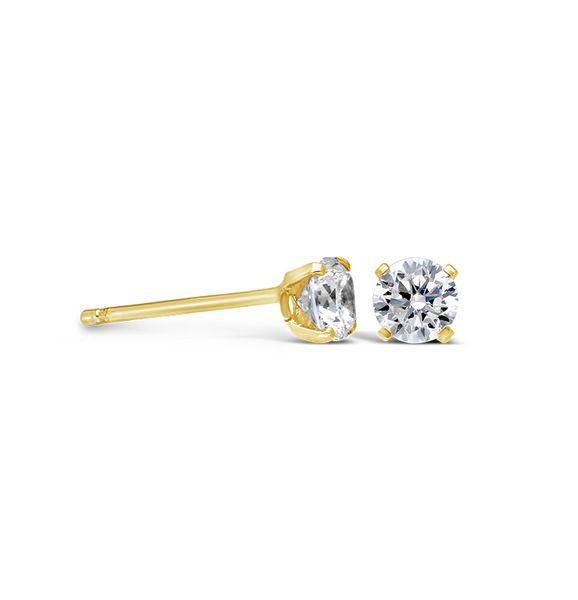 Broadway Jewellers - 9ct Yellow Gold Cubic Zirconia Claw Stud Earrings - Round