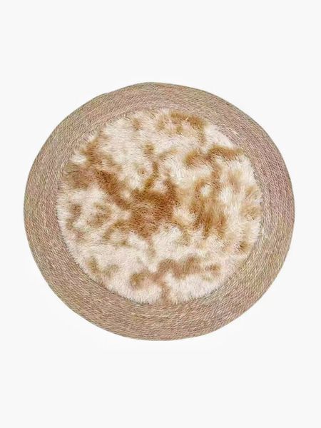 Beloving- Handmade Boho Round Rope Rug Plush Carpet with Pattern-120CM
