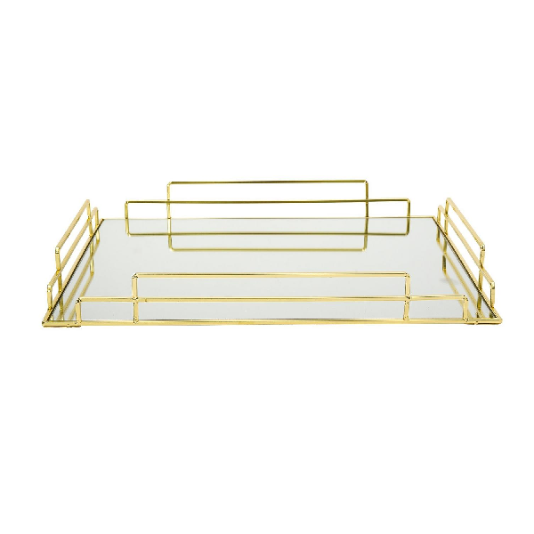 Kitro Decorative Gold Glass Mirror Serving Tray