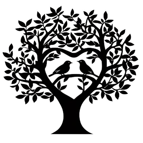 Decor Metal Wall Art Cute Birds In Heart Shaped Tree (30cm)