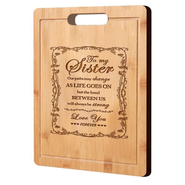 Laser Engraved Bamboo Cutting Board Inspirational Quote Gifts for Sister