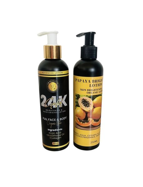 Papaya &amp; 24K Brightening Lotions Set of 2