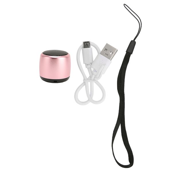 Mini Bluetooth Speaker Heavy Subwoofer USB Rechargeable Metal Portable Pink