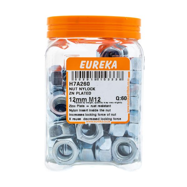 EUREKA Nylock Nut Zinc Plated 12mm M12 Q:60 H7A260