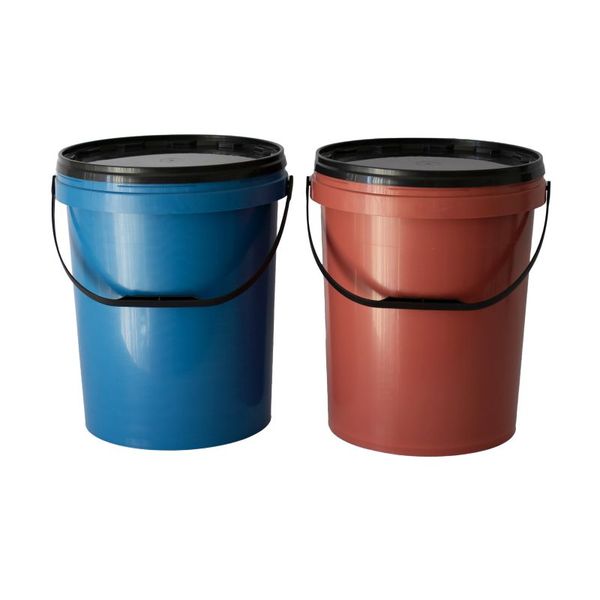 Set of 2 Buckets With Lid 20Litres - Red and Blue
