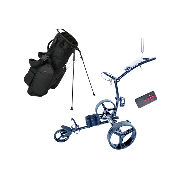 Electric Trolley (remote) &amp; 14 Way Stand Bag COMBO (Black &amp; Black)