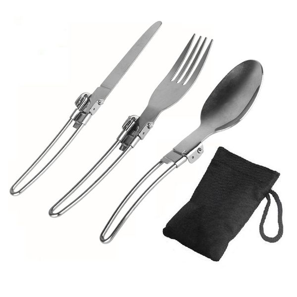 3-in-1 Spoon Fork Knife Set Folding - Portable Flatware Utensils, Camping
