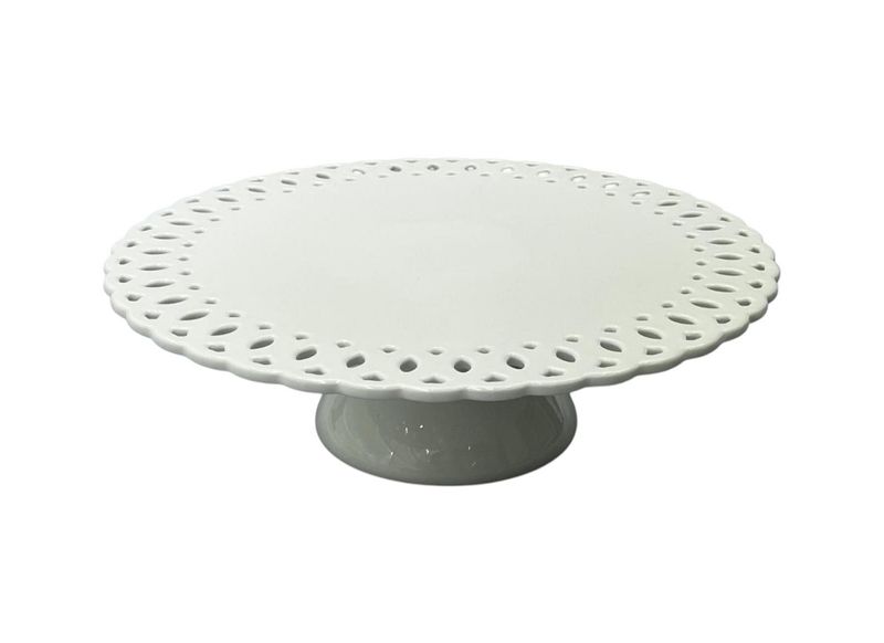 Flat Top White Ceramic Fruit Plate - 12-Inch