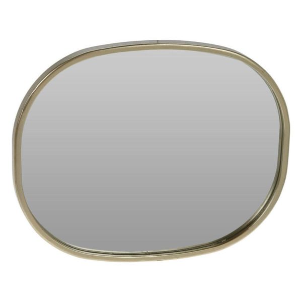 Organic Reflections - Oval Mirror with Gold Metal Frame - 20x25cm