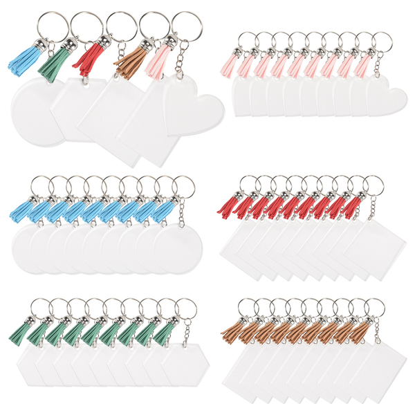 50 Sets Blank Keychains for Vinyl, Acrylic Keychain Blanks