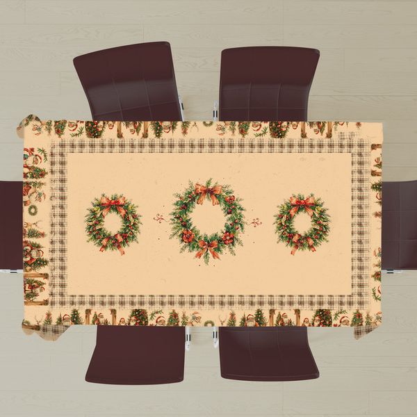 Vintages Christmast with Wearth Rectangle Tablecloth