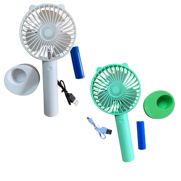 Pack of 2 portable fans green and white