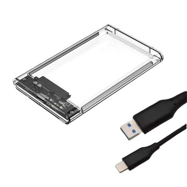 2.5 Transparent HDD Enclosure USB 3.0 Compatible with 7mm &amp; 9.5mm SSD/HDD