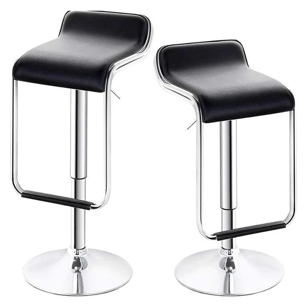 Set of 2 Leather Low back Bar Chair Stools