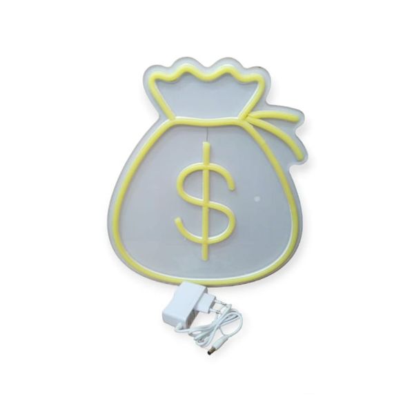 Money Bag Back Panel Neon Lamp With 12V 2A Power Adapter- SD
