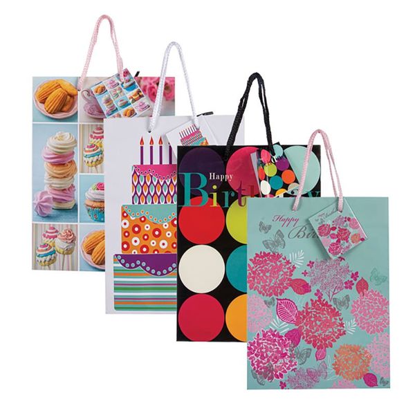 Assorted Medium Birthday Gift Bag 23cm x 18cm (10 Pack)