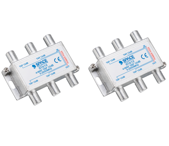 Space TV Satellite IF Tap - 4 Way - 12db (5 – 2250MHz) - 2 Pack