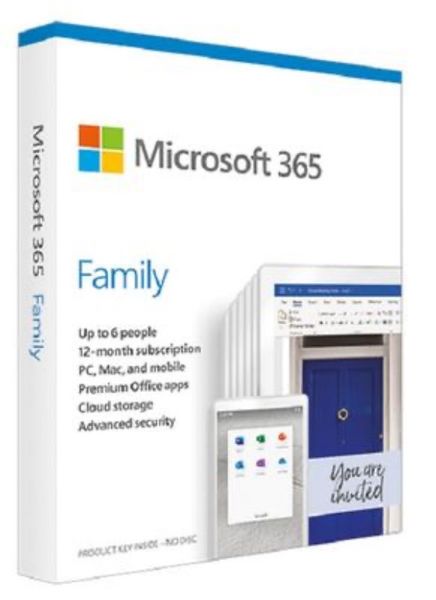 Microsoft 365 Family (Medialess. 1 Yr Subscription)