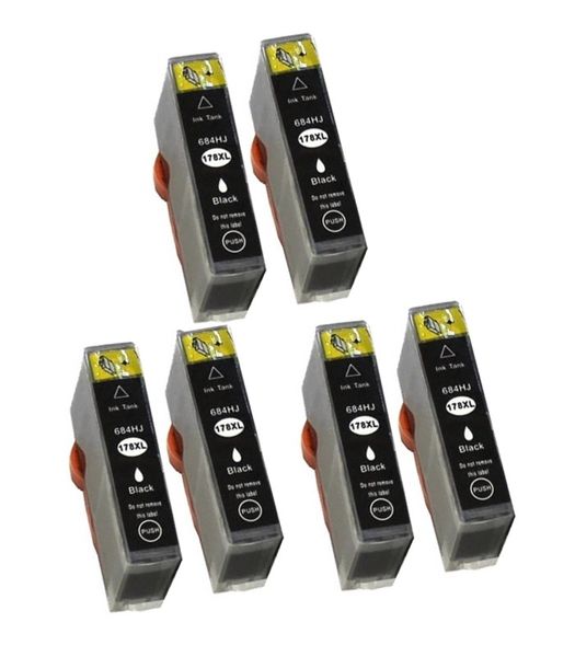 HP 178XL / 178 Extra High Yield Black Ink Cartridges x 6 - Compatible