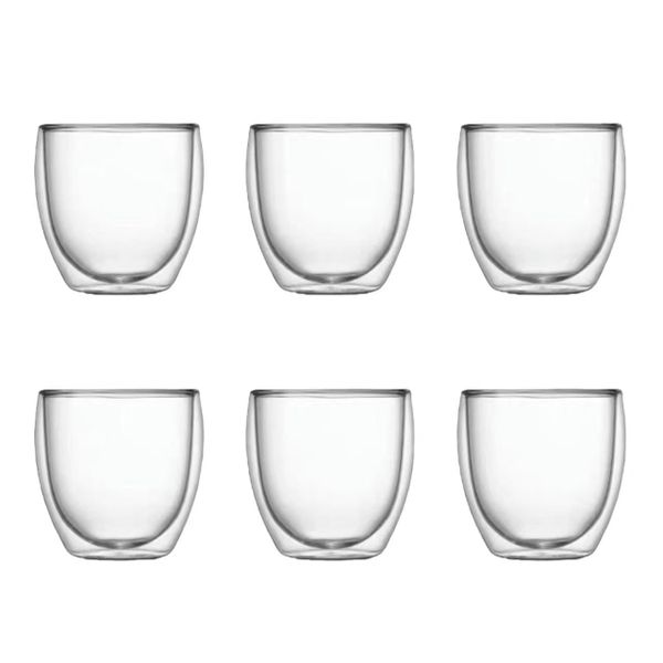Double Wall Glass Tumbler Double Wall Coffee Mug - Set of 6