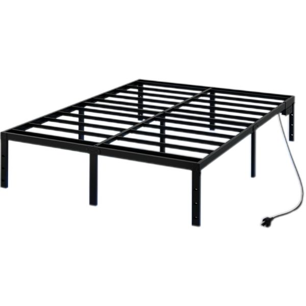 Furnulem Full Metal Bed Frame with LED Lights Turdy Steel Slat Bedroom Use