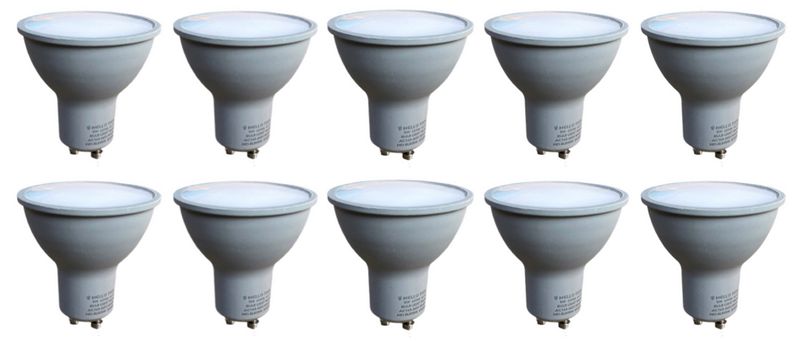 Pack of 10- Cool White Rechargeable GU10 Emergency Bulb 5W