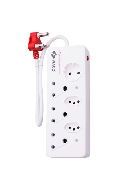 Multiplug 6 Way 3 x 3 Pin 16A + 2 X 2Pin + 1 Schuko Surge Protection