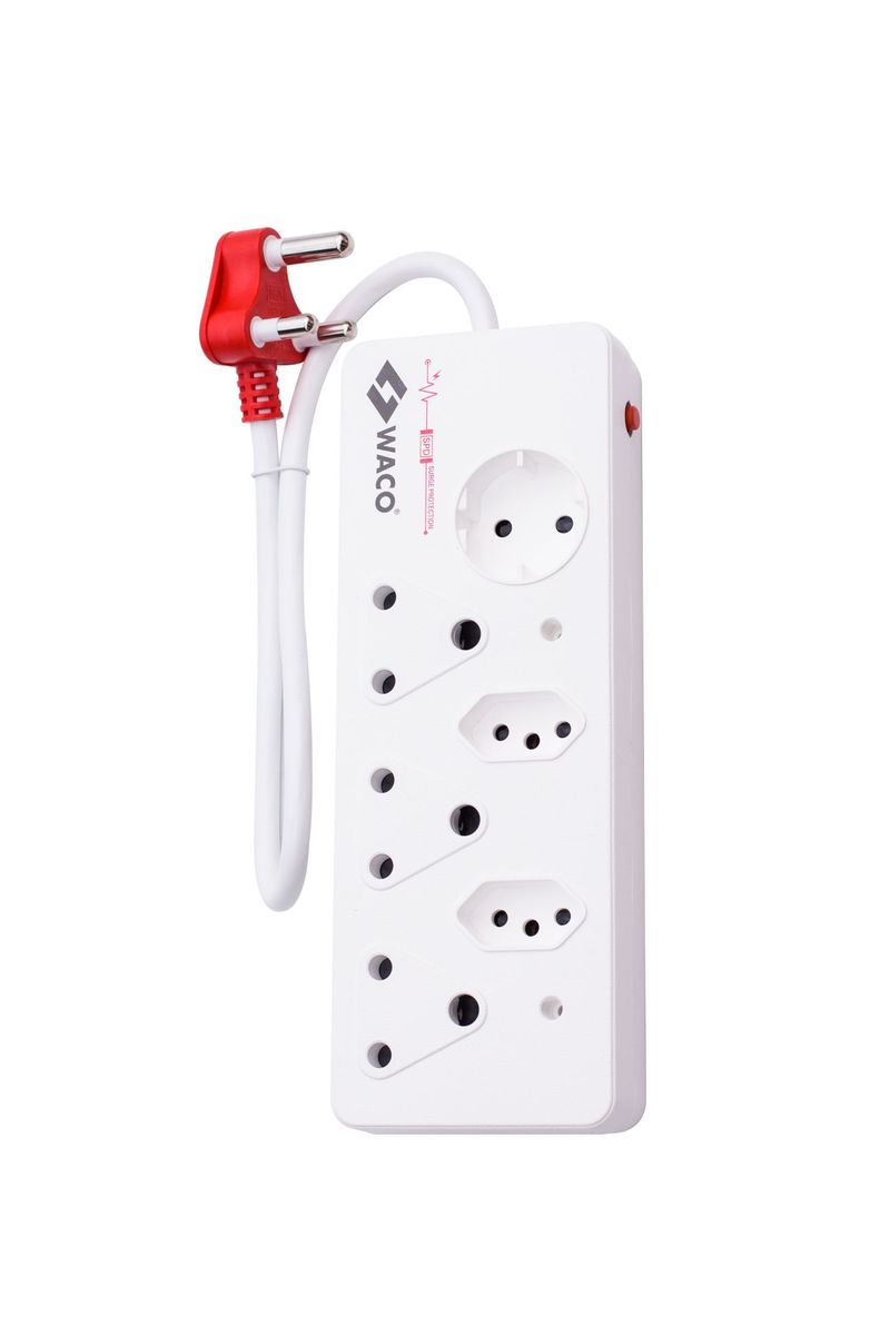 Multiplug 6 Way 3 x 3 Pin 16A + 2 X 2Pin + 1 Schuko Surge Protection