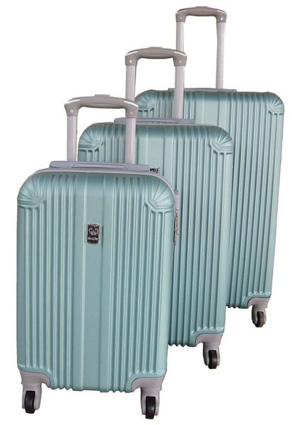 3-Piece ABS Luggage Set - Spinner Wheels, Combination Lock-Metallic Silver