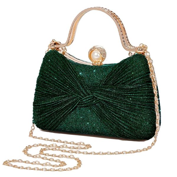 Women Evening Bag With Detachable Chain Fashion Clutch Luxury Design Green